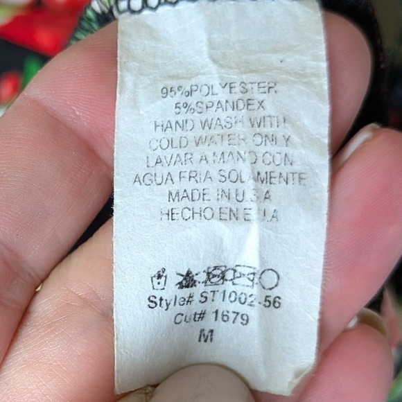 Heimish USA Floral Blouse Black with Red Blue‎ Green Print Size M Cottage Boho - Picture 4 of 6